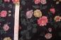 Preview: blauer Baumwollstoff mit rosa Rosen, Farben: dunkelblau-grün-beige-rosa