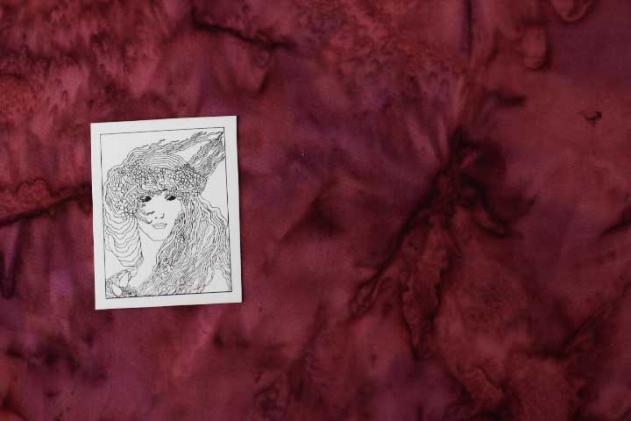 Batikstoff, rot/bromber,  uni marmorierter