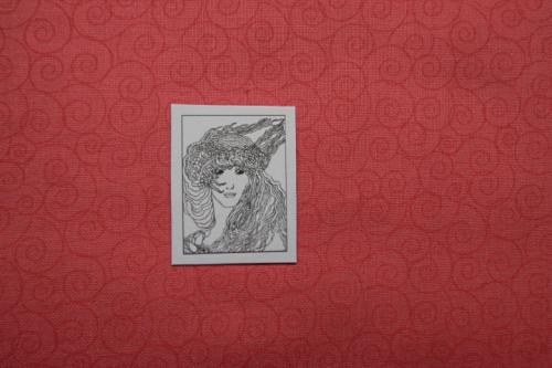 lachsfarbener  Baumwollstoff Motiv dunkellachs Schnecken