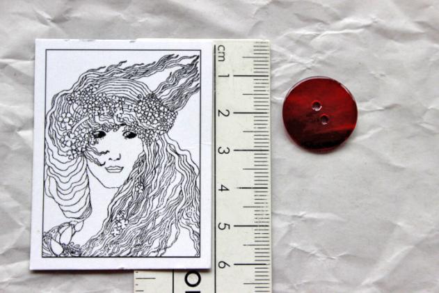 Preview: 6  rote Perlmuttknöpfe, 20 mm,  Linga, lackiert