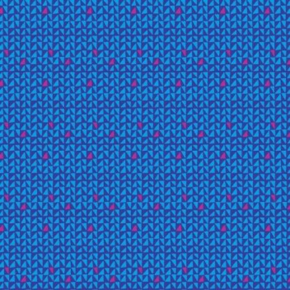 blauer Stoff von Free Spirit, Motiv: Dreiecke, Farben: blau, rosa, hellblau