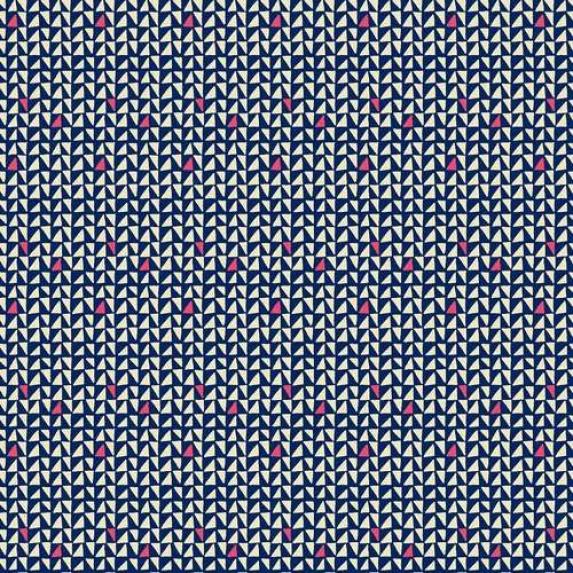 blau-weißer Stoff von Amy Butler aus dem Hause Free Spirit, Motiv: weiße-pinke-blaue Dreiecke