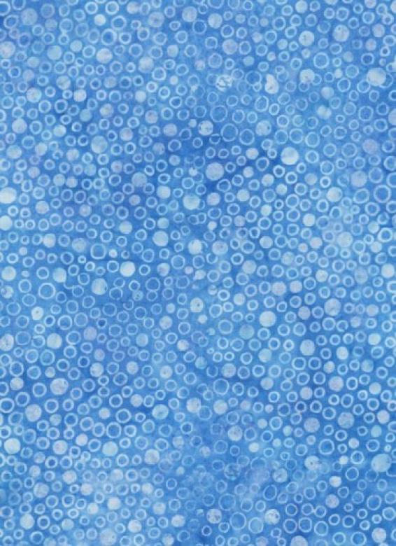 mittelblauer Batikstoff von Anthology, Motiv hellblaue Kreise