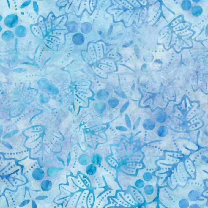 türkise marmorierter Batikstoff von Anthology, Motiv: Blätter/Beeren