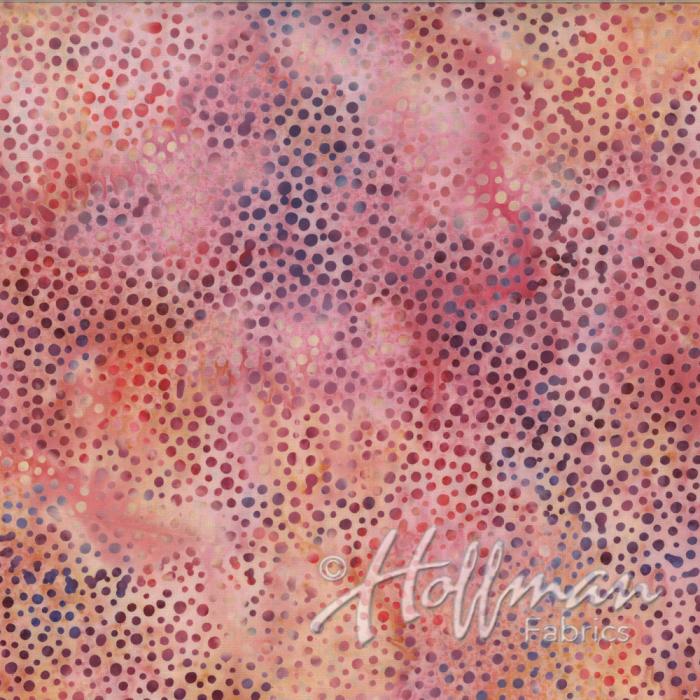 lachs-bordeaux-lila-weiß-blau marmorierter Batikstoff von Hoffmann, Muster: Kreise ca. 0,5-2 mm in lachs-bordeaux-lila-weiß-blau Stoffbreite: 110 cm 100% Baumwolle