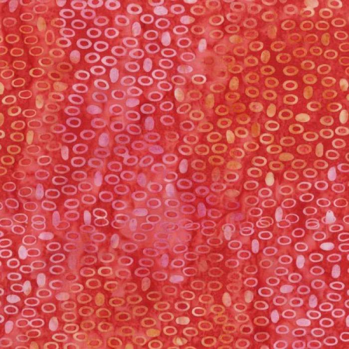 orangener Batikstoff von Anthology, Motiv: Ovale, Farben: rot-orange