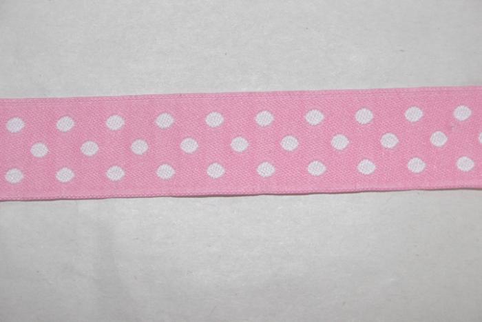 rosa Webband, 20 mm, mit weißen Punkten ( Vorderseite). Kann beidseitig verwendet werden