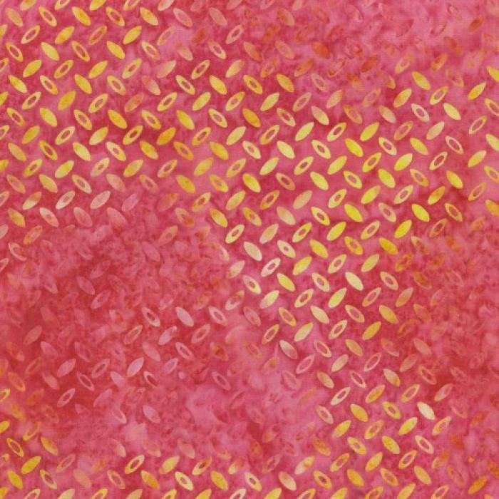 roter Batikstoff von Anthology, Motiv: Striche 1 cm lang, Farben: rot-orange-rosa-pink-gelb