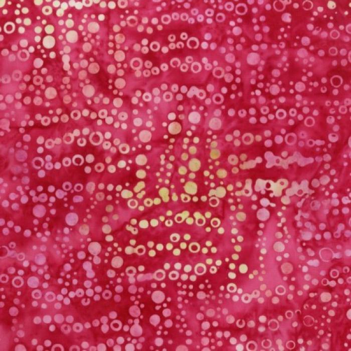 pinker Batikstoff von Anthology, Motiv:Kreise 3 mm - 1 cm lang, Farben: rot-rosa-pink-gelb