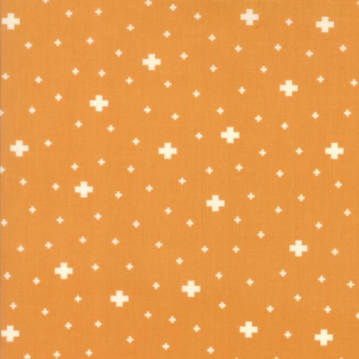Moda, ockerfarbener Stoff, weiße Kreuze 2 mm -1 cm  100% Baumwolle