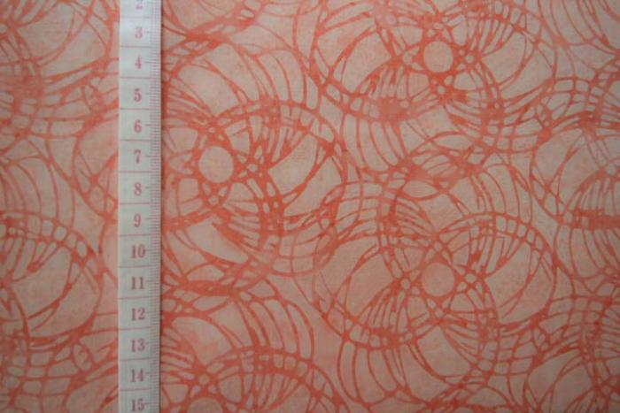 apricot Batikstoff, Motiv: orangene Kreise von Hoffmann
