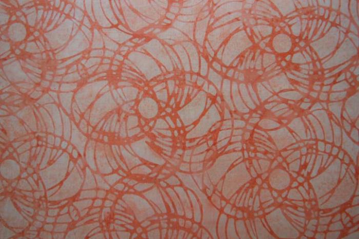 apricot Batikstoff, Motiv: orangene Kreise von Hoffmann