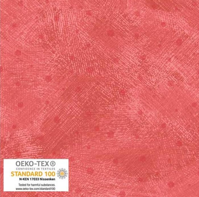 roter Stoff von STOF A/S,  Motiv: Striche-Punkte  , Farben:  lachs-rot , 100% Baumwolle, Stoffbreite: 110 cm