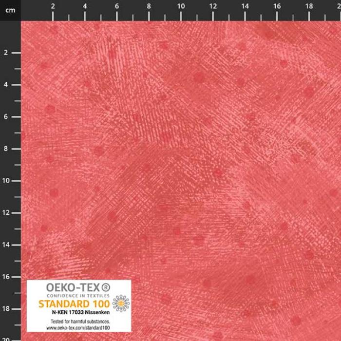 roter Stoff von STOF A/S,  Motiv: Striche-Punkte  , Farben:  lachs-rot , 100% Baumwolle, Stoffbreite: 110 cm