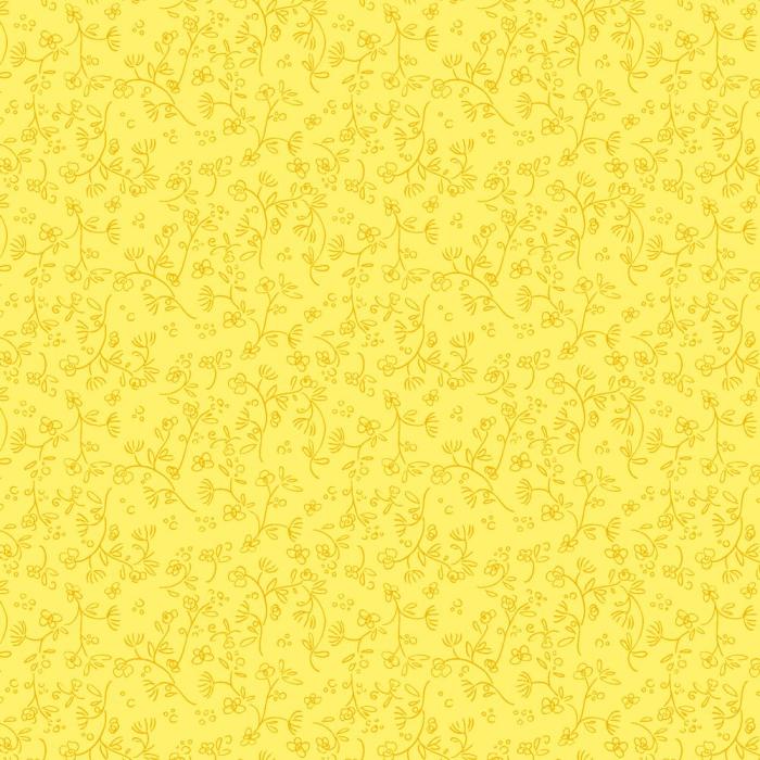 gelber dänischer Stoff von StofA/S, MotivBlumen 1 cm groß 2 fach geteilt, Farben gelb-orange, Öko Tex Standard 100, 100% Baumwolle, Stoffbreite 110 cm