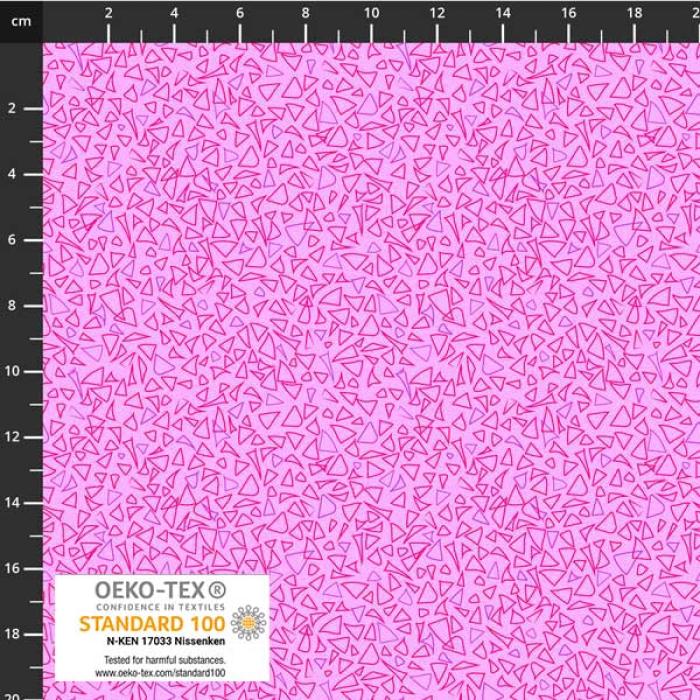 pinker Stoff von STOF A/S, Motiv:Dreiecke ca.0,4 - 1 cm , Farben: pink-lila ,  100% Baumwolle, Stoffbreite: 110 cm