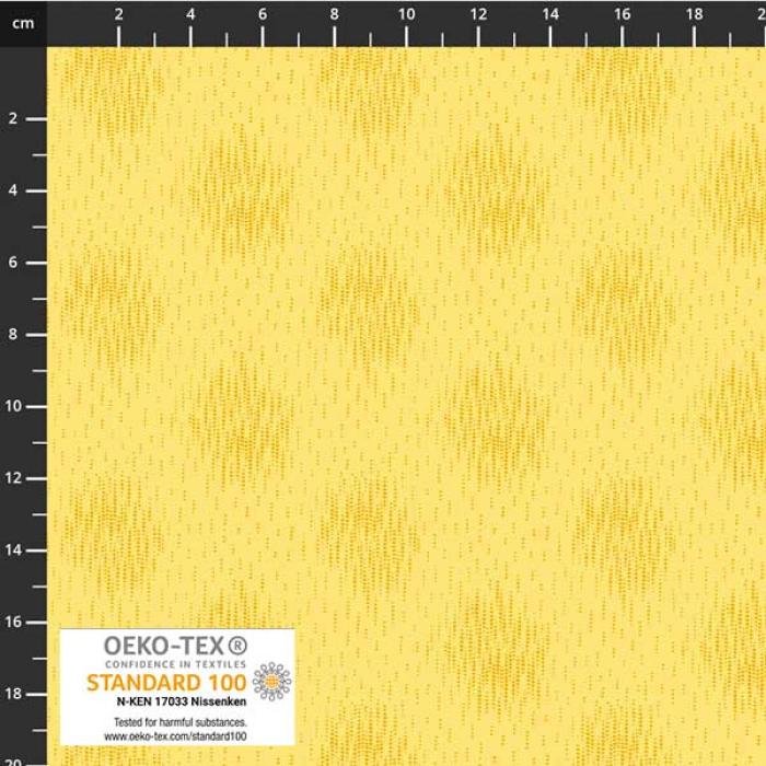 gelber Baumwollstoff, Motiv: Striche und gestrichelte Kreise ca. 3 cm, Farben: gelb-orange von STOFA/S, 100% Baumwolle, Stoffbreite: 110 cm