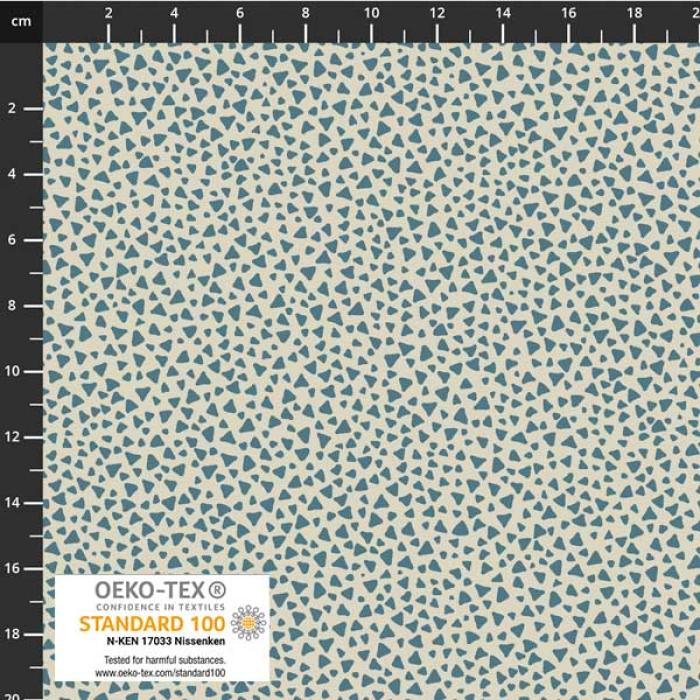 grauer Stoff von STOF A/S,  Motiv: Dreiecke  , Farben: grau-petrol , 100% Baumwolle, Stoffbreite: 110 cm