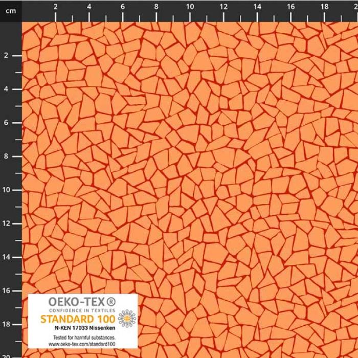 oranger Stoff von STOF A/S, Motiv:Splitter ca.0,5 - 2 cm, Farben: orange-rot ,  100% Baumwolle, Stoffbreite: 110 cm