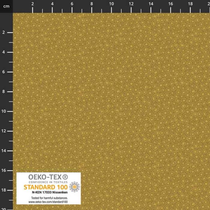 ockerfarbener Stoff von STOF A/S, Motiv: Zellkern ca .0,5 cm, Farben: ocker-braun , 100% Baumwolle, Stoffbreite: 110 cm