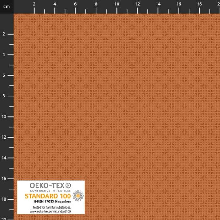 rostfarbener Stoff von STOF A/S, Motiv:Punkte und Kreuze ca.0,5 cm, Farben: rostfarben.  100% Baumwolle, Stoffbreite: 110 cm