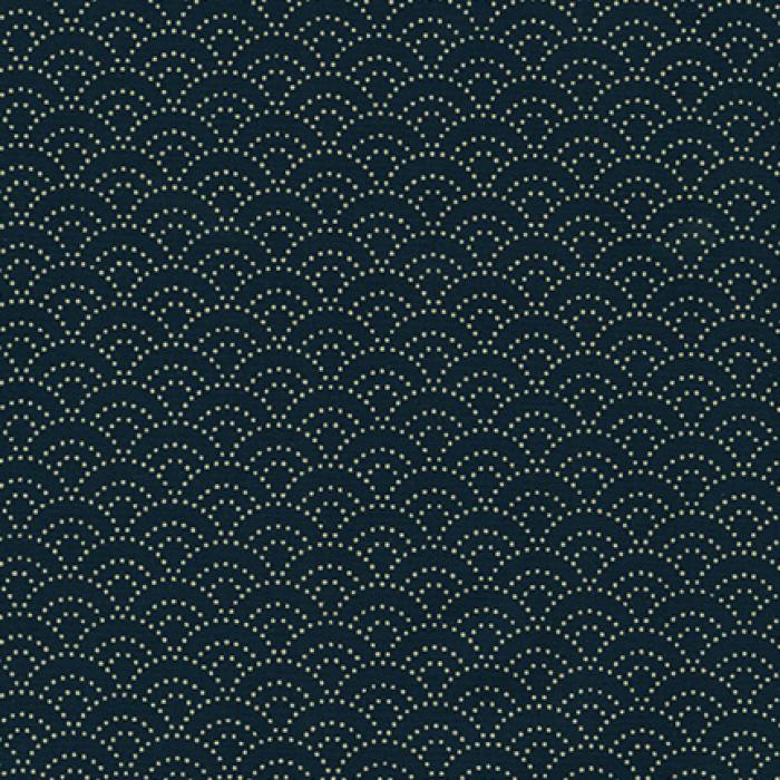 Blaudruck von Sevenberry, gedruckter japanischer Stoff, Motiv: beige Viertelbögen, 100 % Baumwolle, Stoffbreite: 110 cm