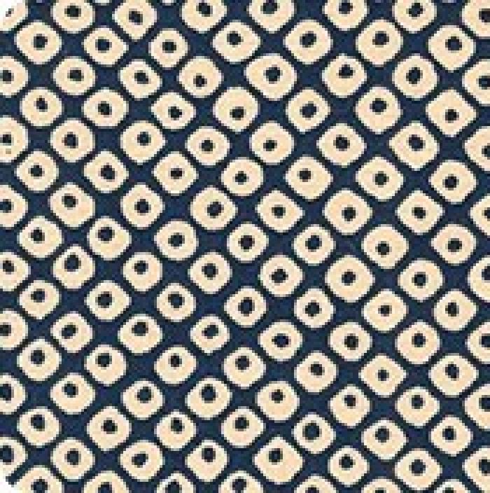 Sevenberry Kasuri, japanischer Stoff, Motiv, beige Quadrate 2mm in der Mitte blauer Punkt, 100% Baumwolle, Stoffbreite 110 cm