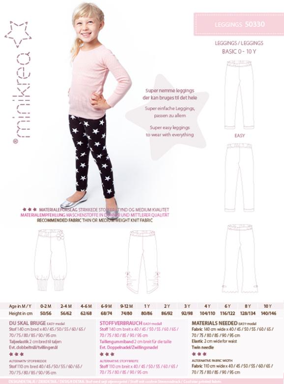 Papierschnittmuster Leggins  Gr: 50/56 bis 140/146, Minikrea