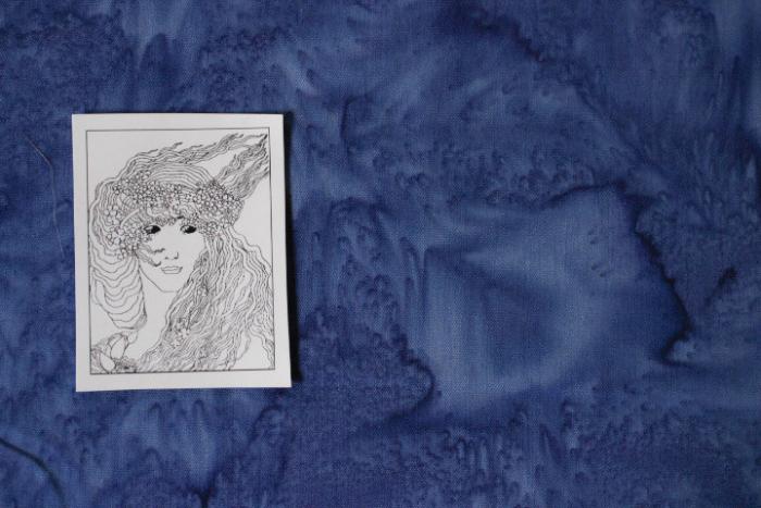 blauer Batikstoff, uni marmoriert von Hoffmann.