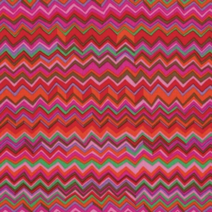 Kaffe Fassett, Muster Zickzack, Farben rot-rosa-braun-orange-grün, 100% Baumwolle Stoffbreite: 110 cm