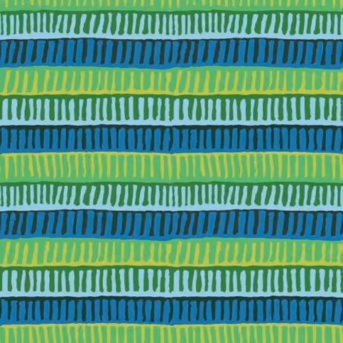 Kaffe Fassett, Muster Streifen ca. 2,5 cm, Farben grün-blau, 100% Baumwolle Stoffbreite: 110 cm