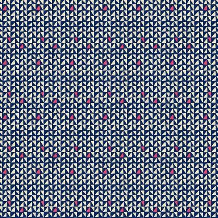 blau-weißer Stoff von Amy Butler aus dem Hause Free Spirit, Motiv: weiße-pinke-blaue Dreiecke
