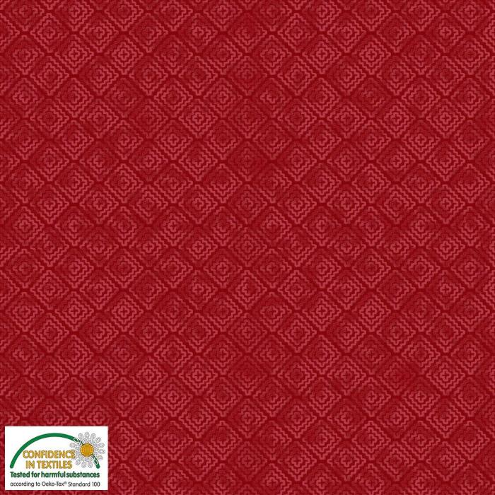 rot marmorierter Baumwollstoff, Motiv: Quadrate, Farben: rot-pink von STOFA/S