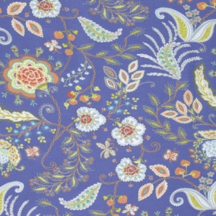 Sundara Oasis von Dena Design, Moda, Motiv: Blumen/Ranken 6 cm -12 cm breit, Farben: blau-weiß-grün-gelb-orange, 100% Baumwolle. Stoffbreite 110 cm