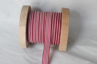 dänisches Webband von Artefina, 10 mm breit, Streifen rot-weiß Baumwollmischgewebe